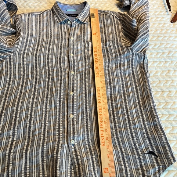 Tommy Bahama Gray Striped Men's Shirt size Large - Picture 11 of 12